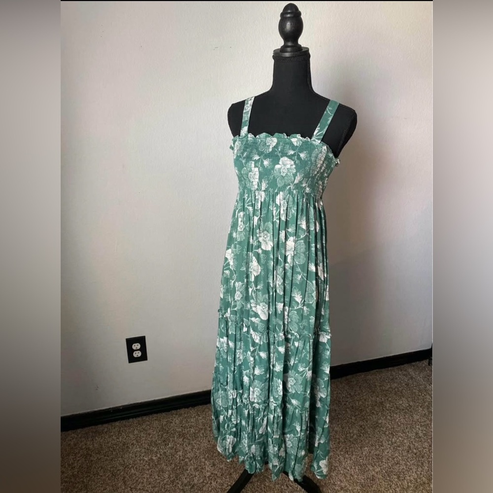 In Bloom Teal Floral Maxi Dress